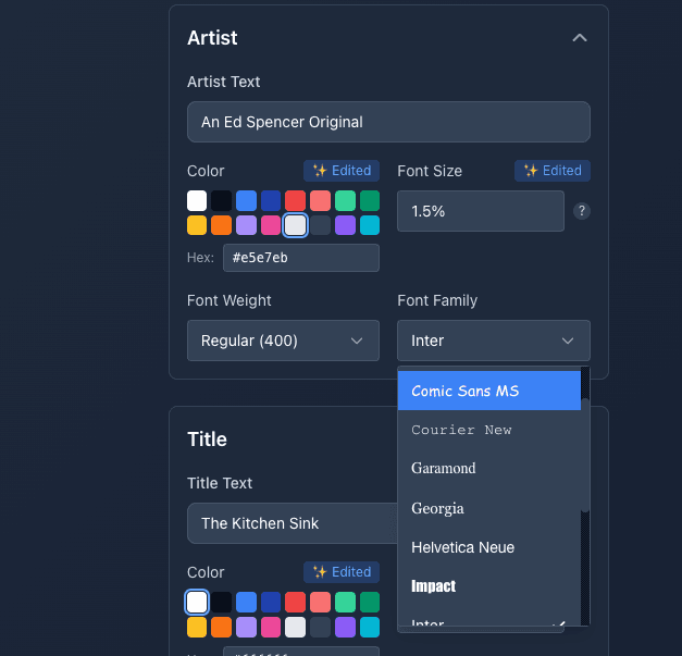 frameit.dev editor with customization controls