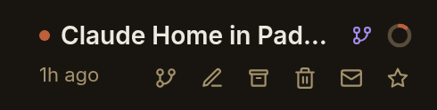 A chat row in the sidebar with its action icons revealed: fork, rename, archive, delete, mark unread and star