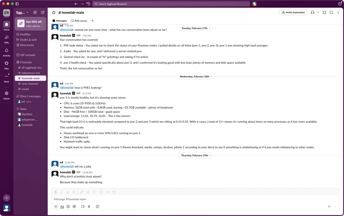 Slack conversation with a herdctl agent