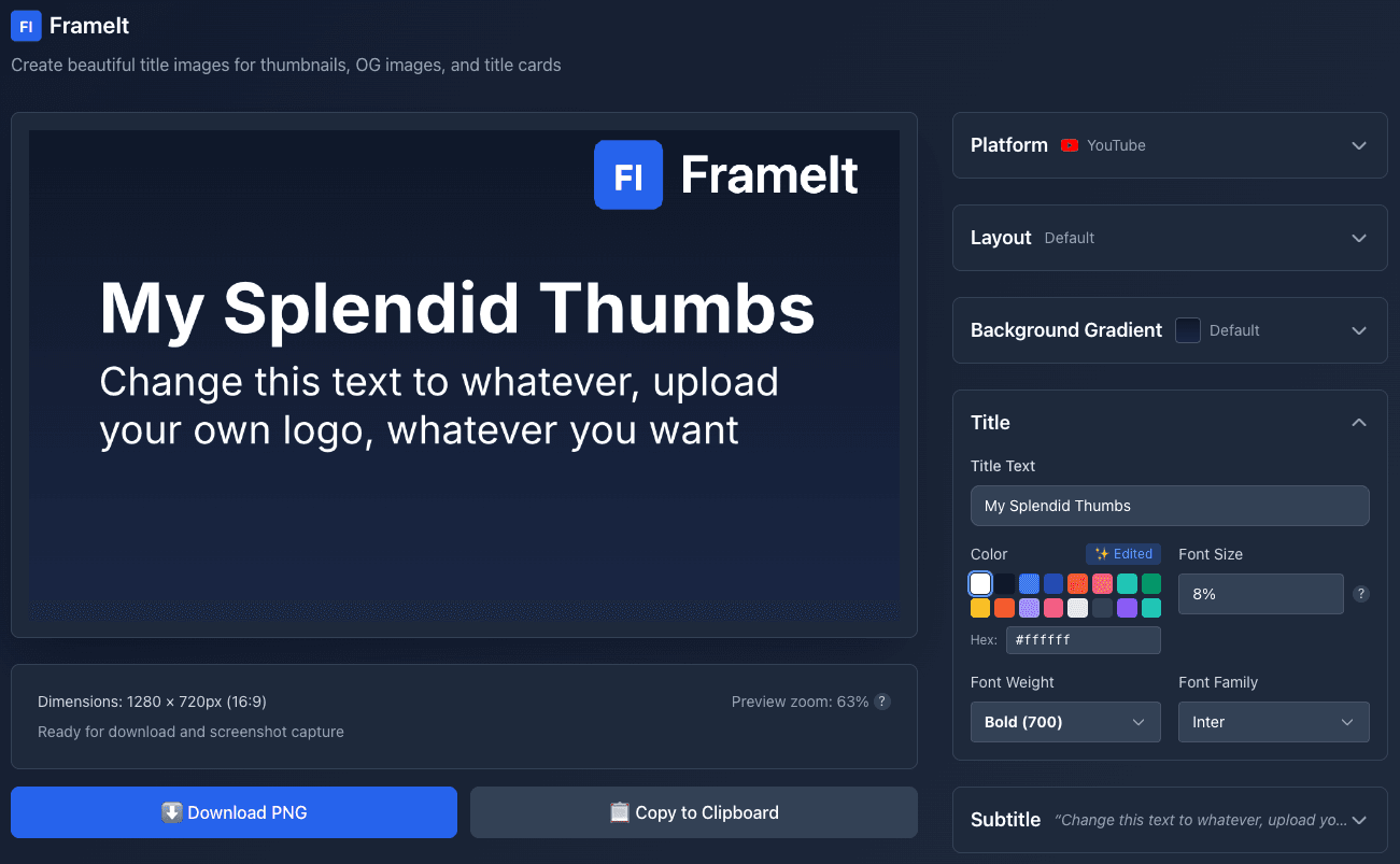frameit.dev main interface showing the canvas editor