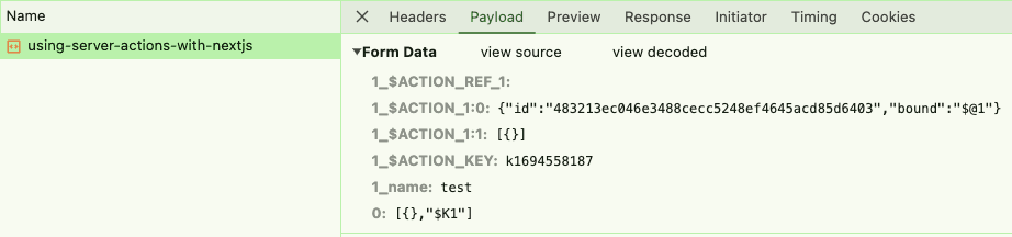 Form submission network request