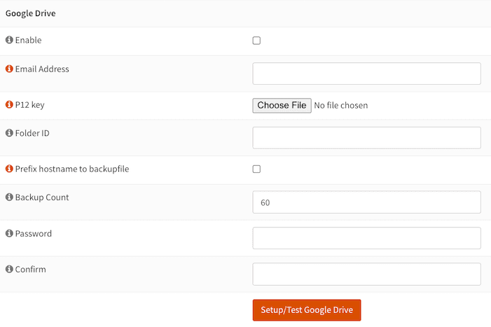 OPNSense Google Drive backups configuration