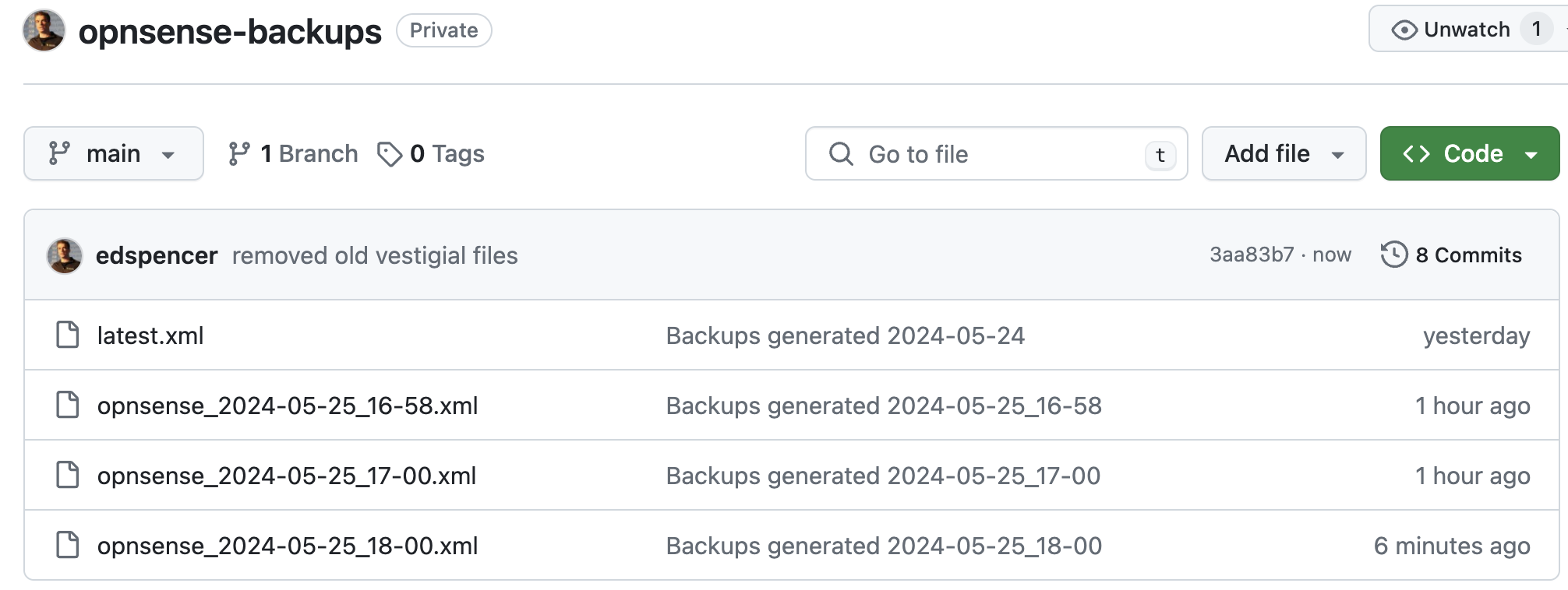 OPNSense backups in the GitHub repo